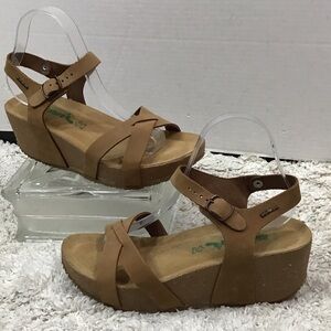 Bionatura tan suede wedge platform sandals 41/10